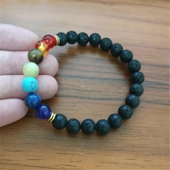 Lava Rock Aromatherapy Diffuser 7 Chakra Bracelet - Picture 2 of 6